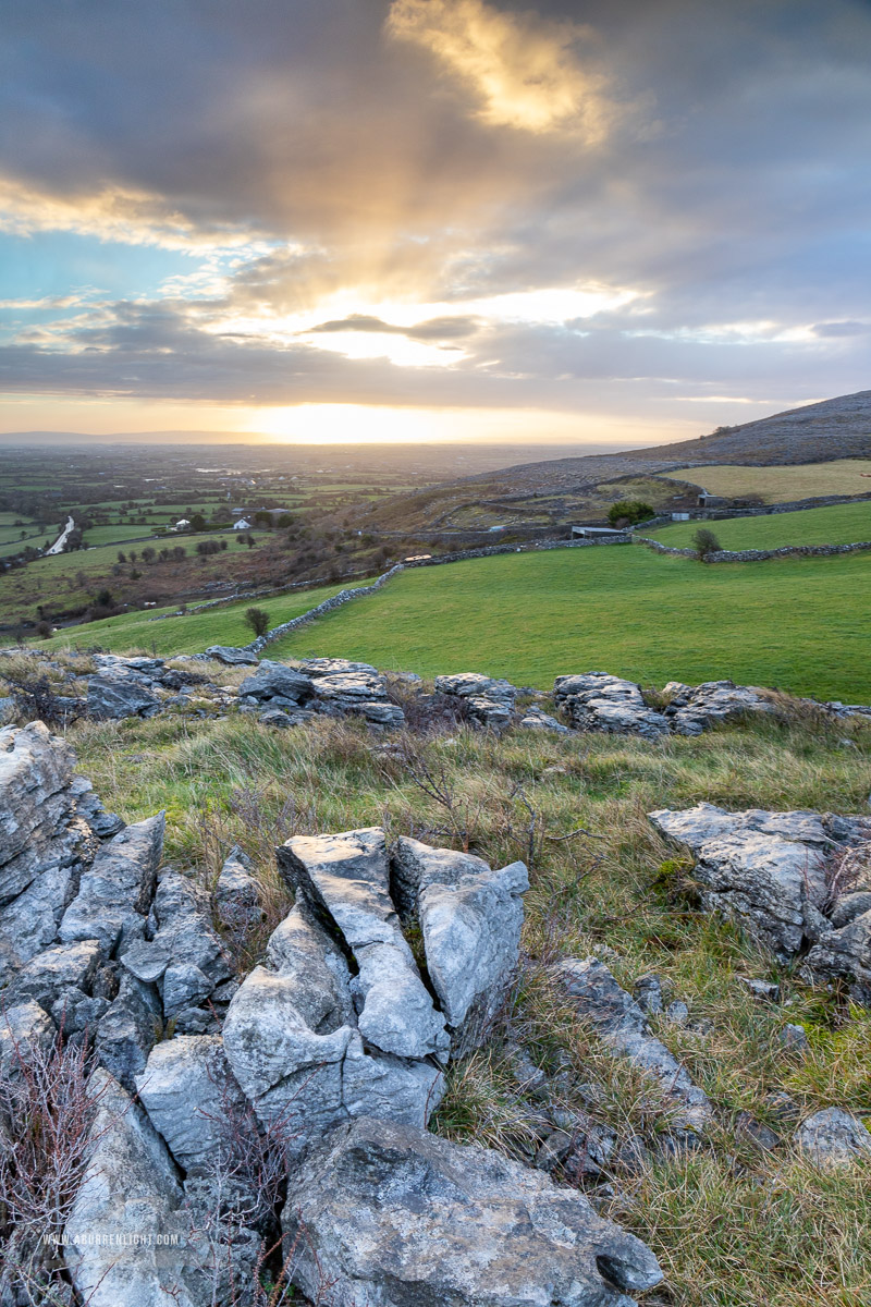 Abbey Hill Burren Clare Ireland - abbey hill,february,sunrise,winter,golden,hills