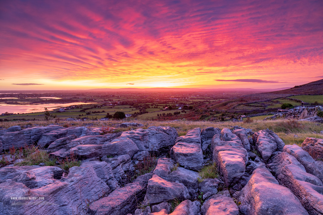 Abbey Hill Burren Clare Ireland - abbey hill,autumn,long exposure,october,pink,purple,sunrise,twilight,hills