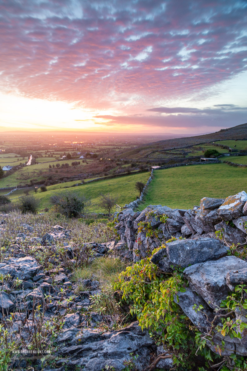 Abbey Hill Burren Clare Ireland - abbey hill,autumn,ivy,long exposure,november,twilight,wall,hills