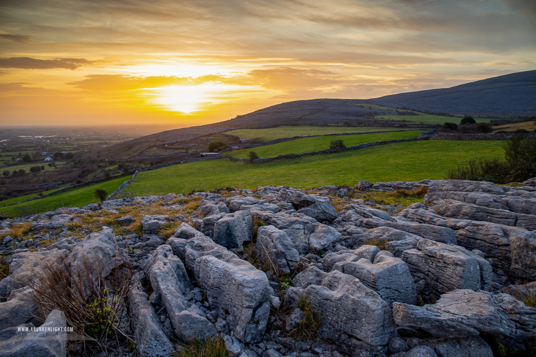 Abbey Hill Burren Clare Ireland - abbey hill,january,sunrise,winter,golden,hills