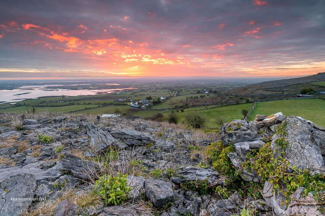 Abbey Hill Burren Clare Ireland - abbey hill,april,red,spring,twilight,hills