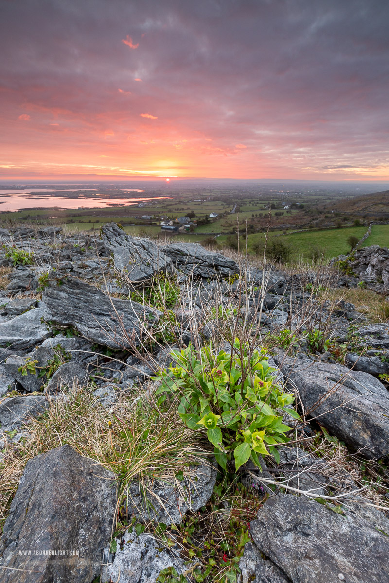 Abbey Hill Burren Clare Ireland - abbey hill,april,red,spring,twilight,hills