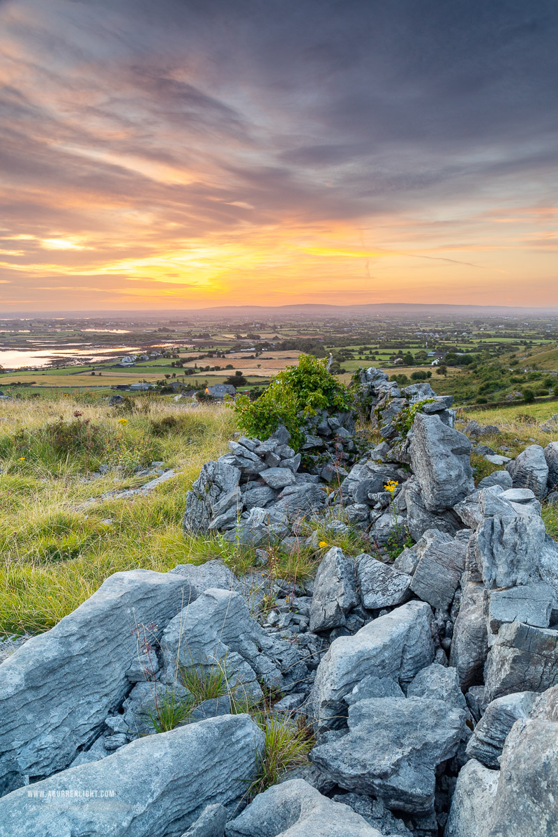 Abbey Hill Burren Clare Ireland - abbey hill,august,hills,long exposure,orange,summer,twilight,wall