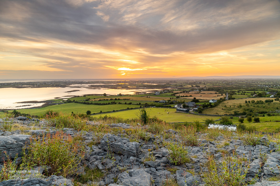 Abbey Hill Burren Clare Ireland - abbey hill,august,golden,hills,long exposure,orange,summer,sunrise,valerian