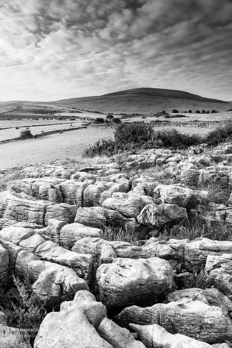 Abbey Hill Burren Clare Ireland - abbey hill,monochrome,hills,september,summer,sunrise