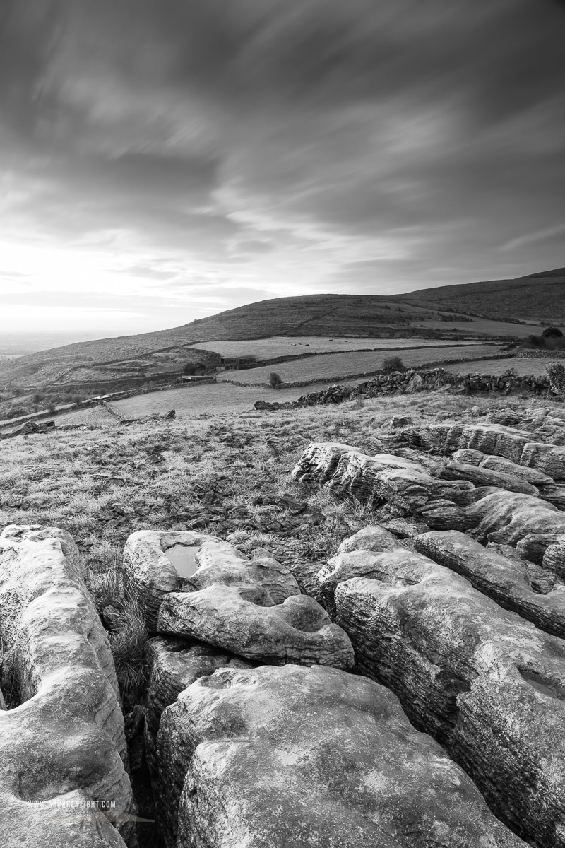 Abbey Hill Burren Clare Ireland - abbey hill,monochrome,february,hills,long exposure,twilight,winter