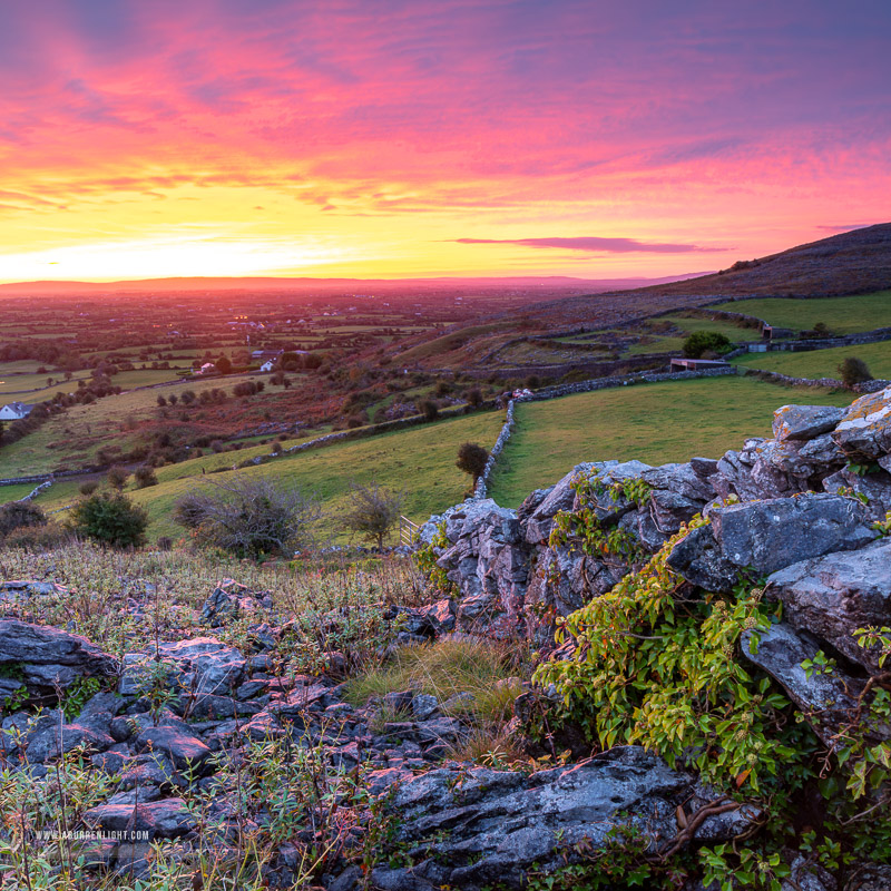 Abbey Hill Burren Clare Ireland - abbey hill,autumn,hills,long exposure,october,pink,purple,square,sunrise,twilight