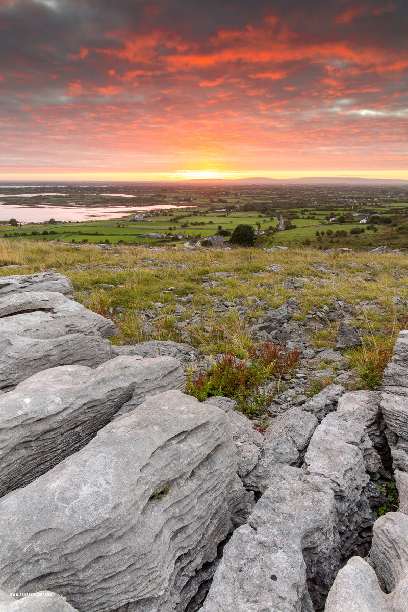 Abbey Hill Burren Clare Ireland - abbey hill,red,september,summer,sunrise,hills