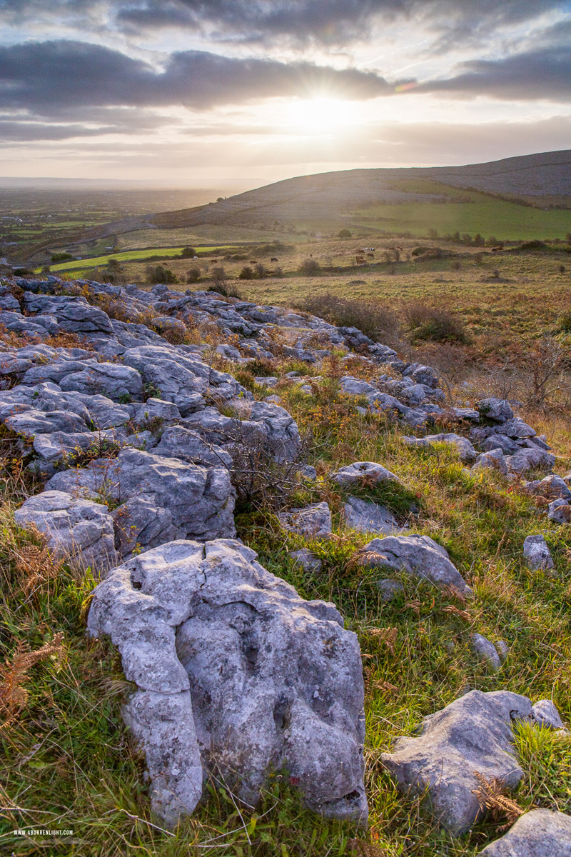 Abbey Hill Burren Clare Ireland - abbey hill,autumn,november,sunrise,hills,golden