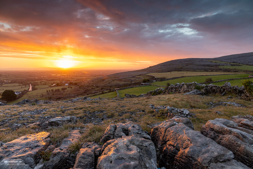 Abbey Hill Burren Clare Ireland - abbey hill,february,golden,sunrise,winter,hills