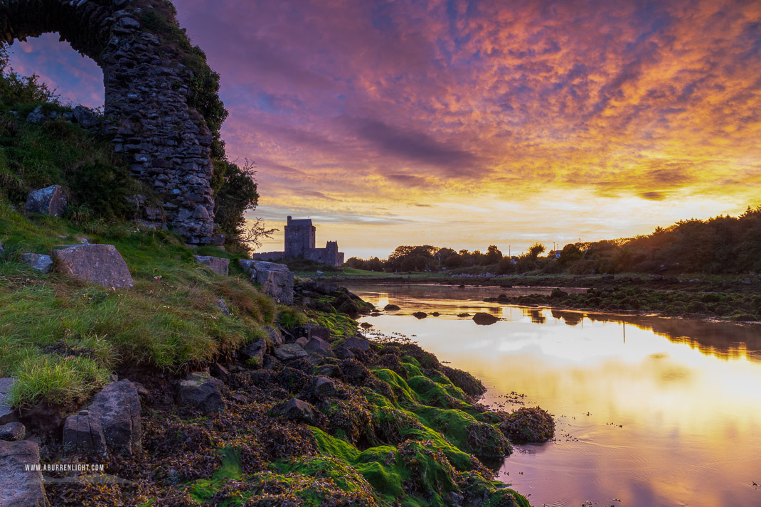 Dunguaire Castle Kinvara Clare Ireland - autumn,birch,castle,dunguaire,kinvara,long exposure,pink,september,twilight,coast