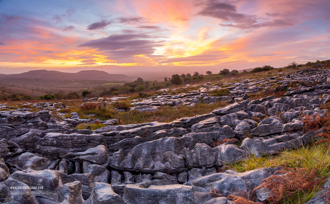 Fahee North Carron Burren East Clare Ireland - autumn,fahee,hills,october,orange,portfolio,red,twilight