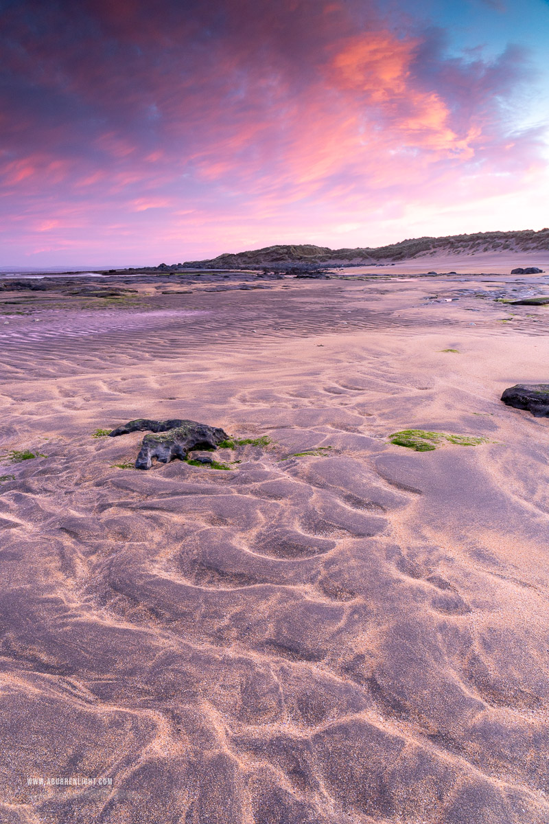 Fanore Beach Wild Atlantic Way Clare Ireland - april,fanore,pink,sand ripples,spring,sunrise,coast