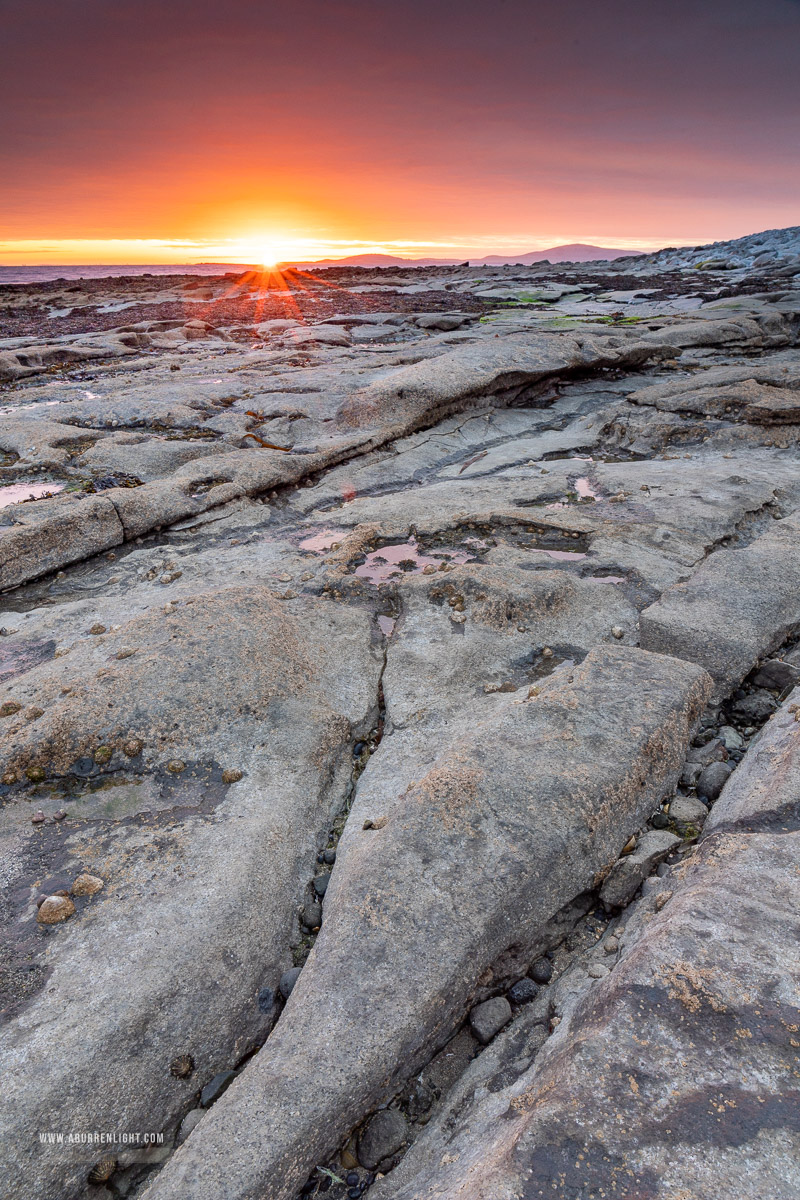 Gleninagh Ballyvaughan Wild Atlantic Way Clare Ireland - april,gleninagh,pink,spring,sunrise,sunstar,coast,orange