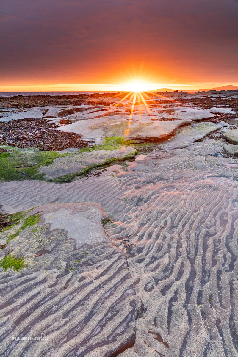 Gleninagh Ballyvaughan Wild Atlantic Way Clare Ireland - april,gleninagh,green algae,orange,sand ripples,spring,sunrise,sunstar,coast,orange