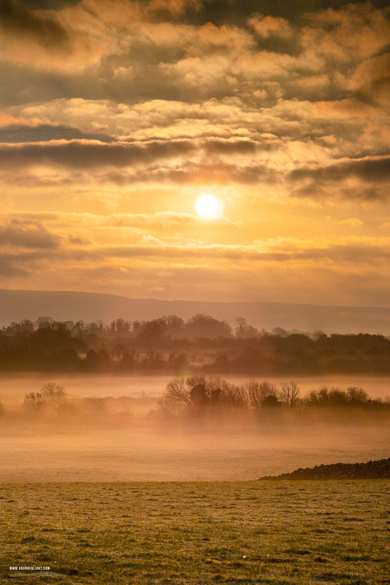 Gort Galway Ireland - autumn,december,gort,mist,sunrise,golden,lowland