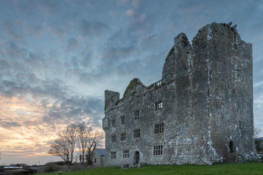 Leamaneh Castle Kilnaboy Clare Ireland - castle,landmark,leamaneh,march,spring,sunset,hills