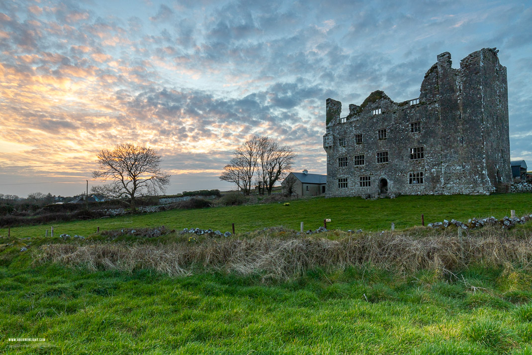 Leamaneh Castle Kilnaboy Clare Ireland - castle,landmark,leamaneh,march,spring,sunset,hills