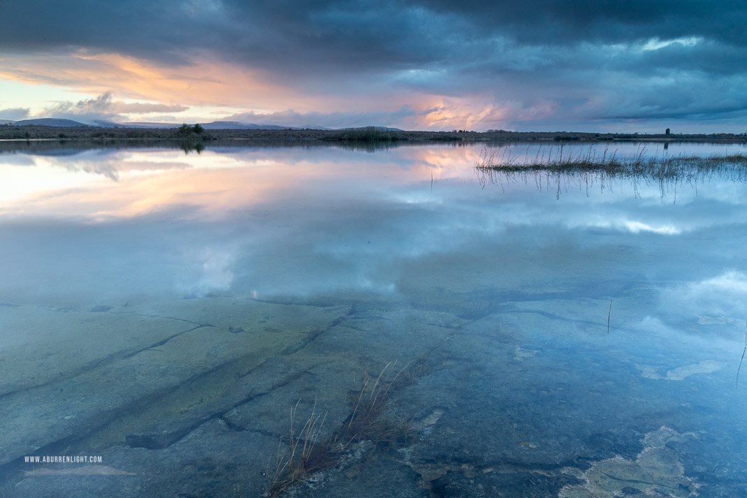 Lough Bunny Clare Ireland - february,lough bunny,reflections,sunset,winter,lowland,blue