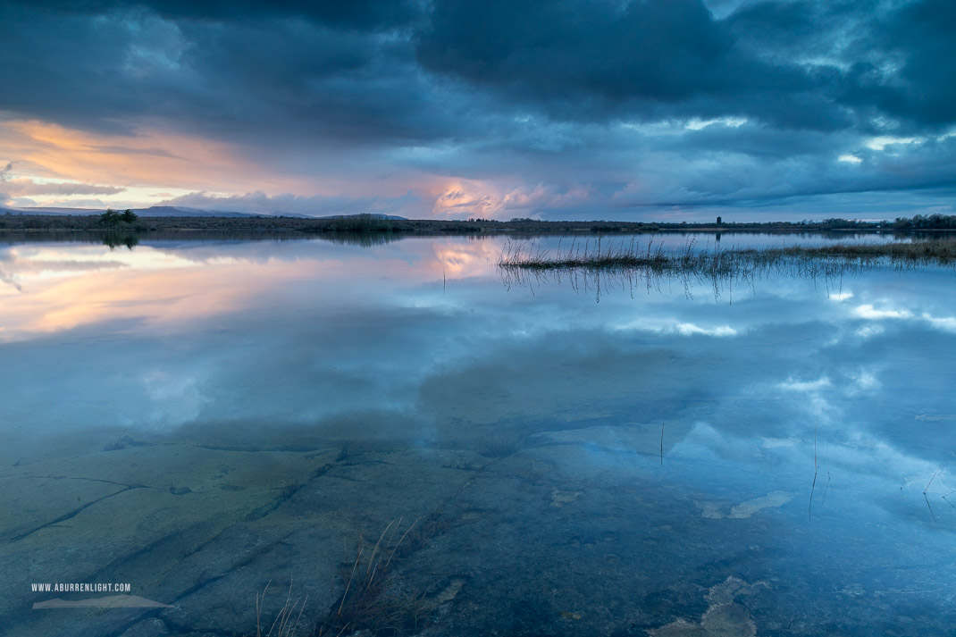 Lough Bunny Clare Ireland - february,lough bunny,reflections,sunset,winter,lowland,blue