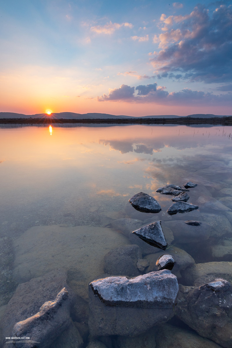 Lough Bunny Clare Ireland - lough bunny,march,spring,sunset,sunstar,lowland