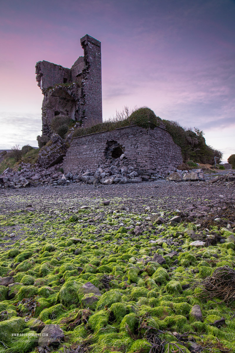 Muckinish Tower Ballyvaughan Wild Atlantic Way Clare Ireland - april,landmark,muckinish,pink,spring,twilight,coast,tower,magenta