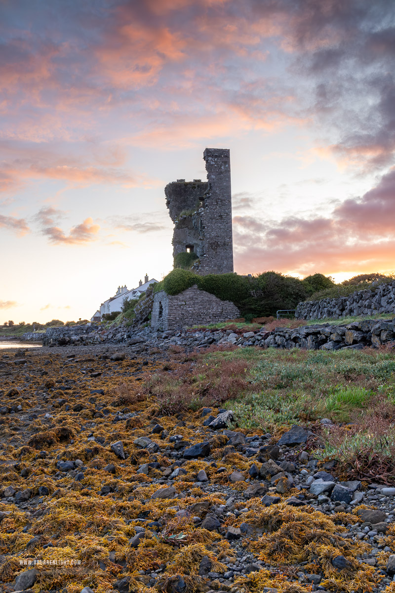 Muckinish Tower Ballyvaughan Wild Atlantic Way Clare Ireland - autumn,ballyvaughan,castle,muckinish,pink,september,sunrise,tower,portfolio,coast