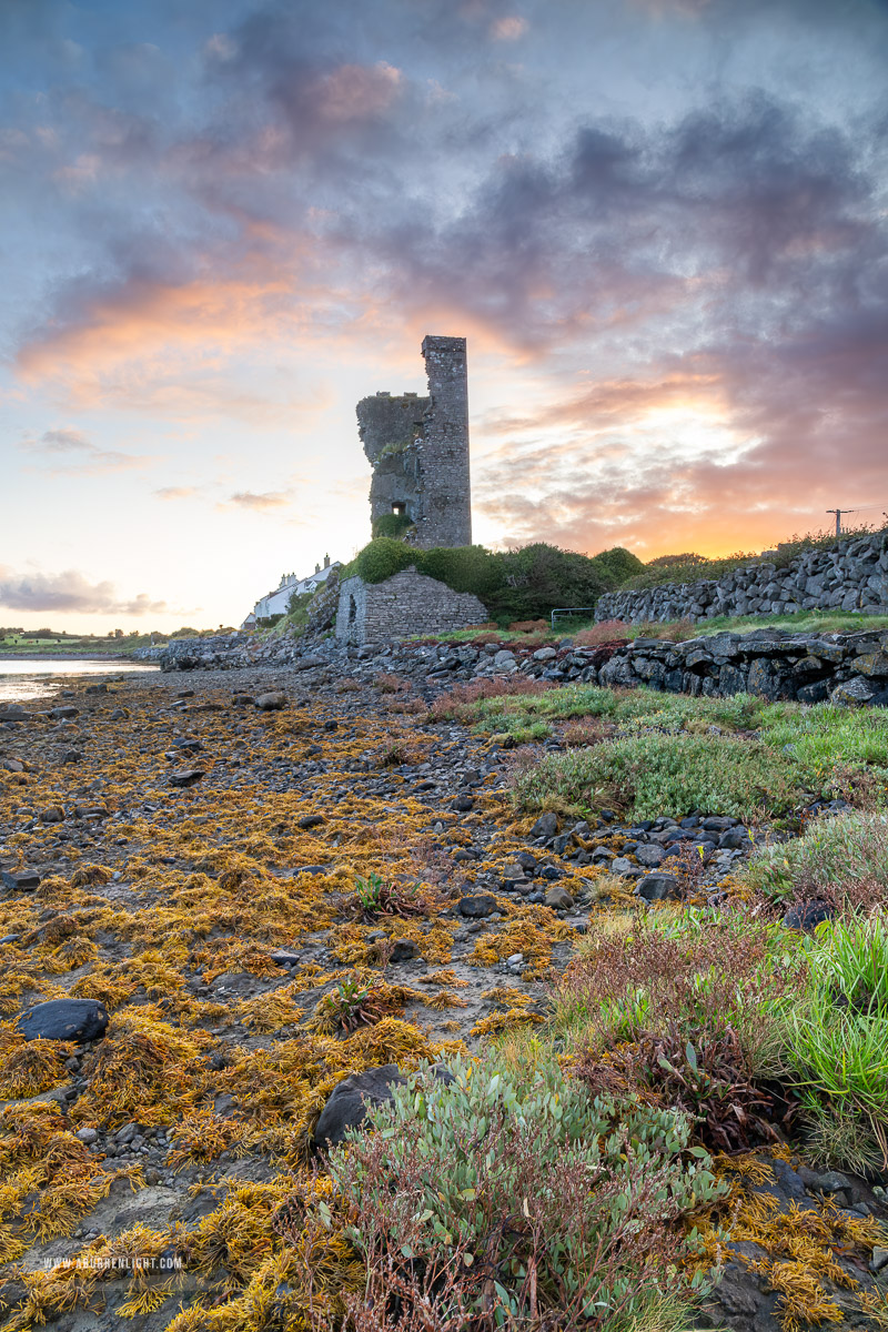 Muckinish Tower Ballyvaughan Wild Atlantic Way Clare Ireland - autumn,ballyvaughan,castle,muckinish,pink,september,sunrise,tower,coast