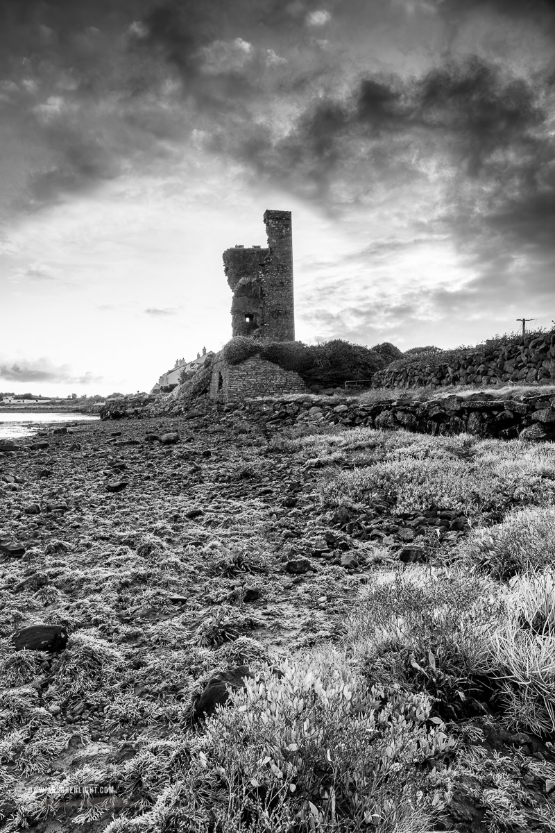 Muckinish Tower Ballyvaughan Wild Atlantic Way Clare Ireland - autumn,monochrome,ballyvaughan,castle,coast,muckinish,pink,september,sunrise,tower