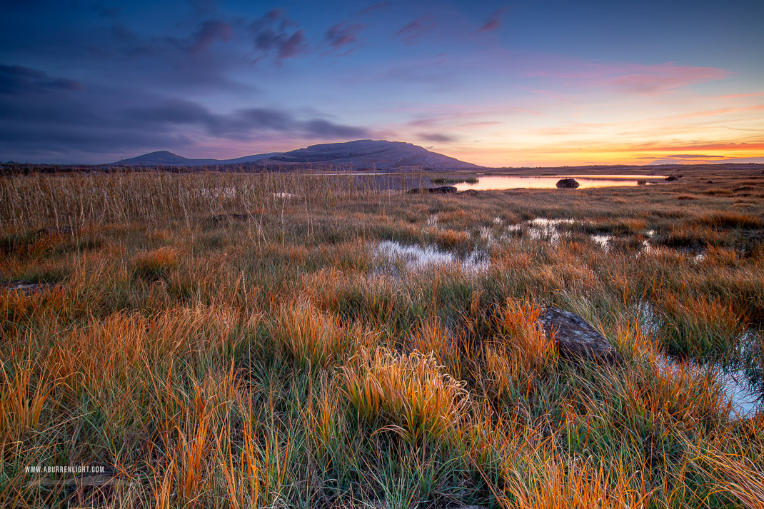 Mullaghmore Burren National Park Clare Ireland - autumn,copper,mullaghmore,october,park,reeds,reflections,twilight