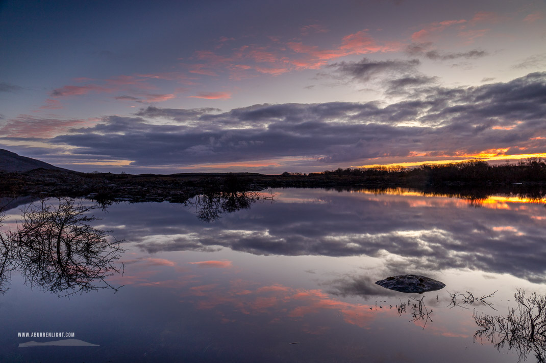 Mullaghmore Burren National Park Clare Ireland - february,mullaghmore,pink,reflections,twilight,winter,magenta,park