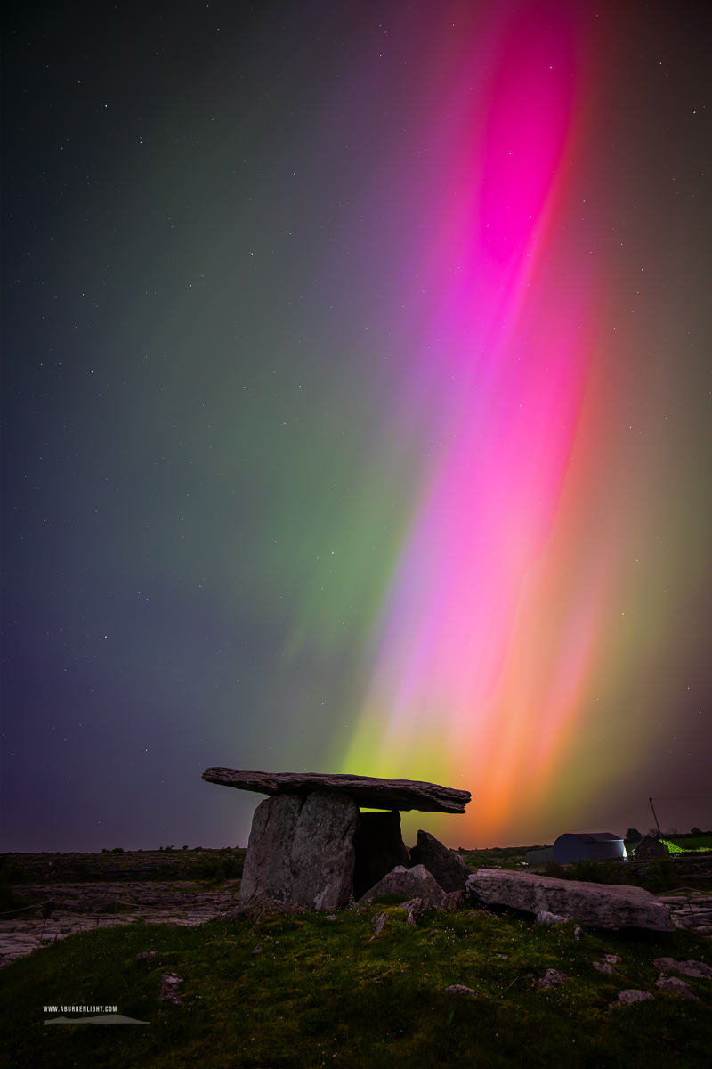 Poulnabrone Dolmen Roughan Hill Burren Clare Ireland - aurora,dolmen,green,hills,landmark,long exposure,may,pink,poulnabrone,roughan,spring,astro