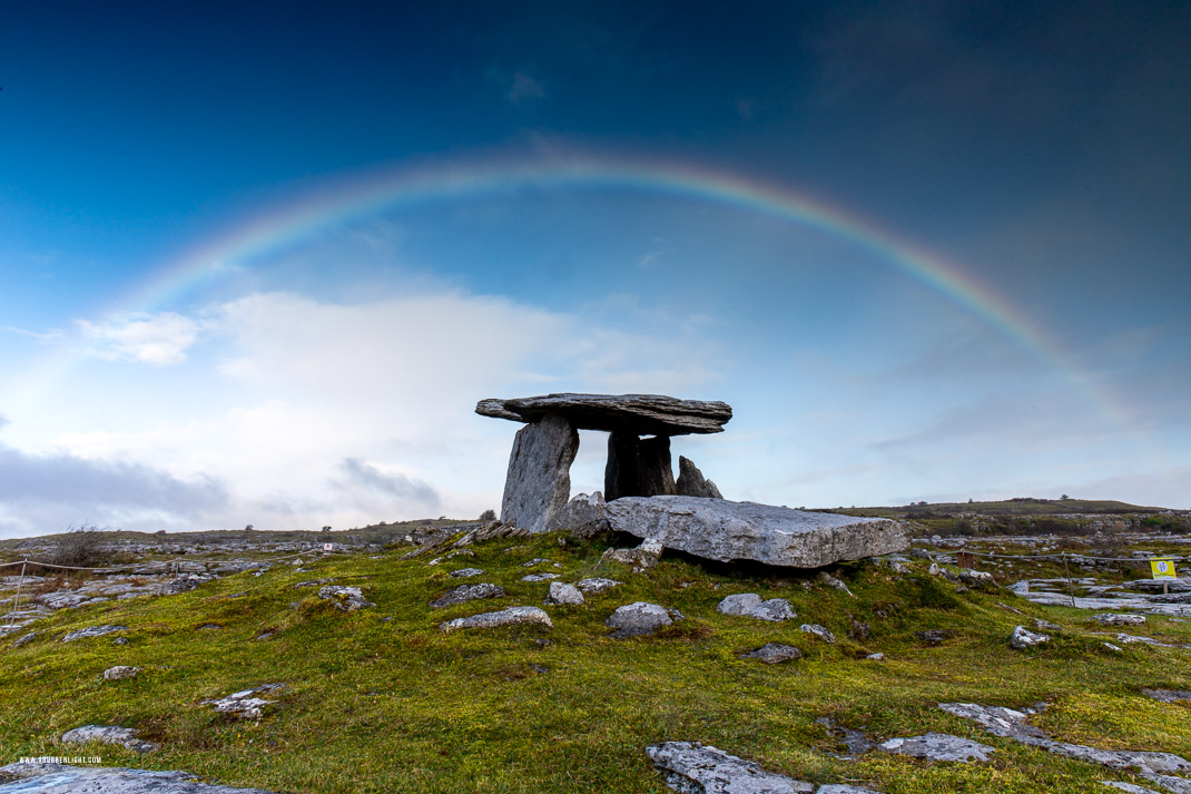 Poulnabrone Dolmen Roughan Hill Burren Clare Ireland - autumn,dolmen,november,poulnabrone,rainbow,tomb,hills,roughan