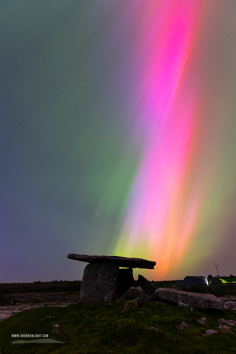 Poulnabrone Dolmen Roughan Hill Burren Clare Ireland - aurora,dolmen,green,hills,landmark,long exposure,may,pink,poulnabrone,roughan,spring,astro