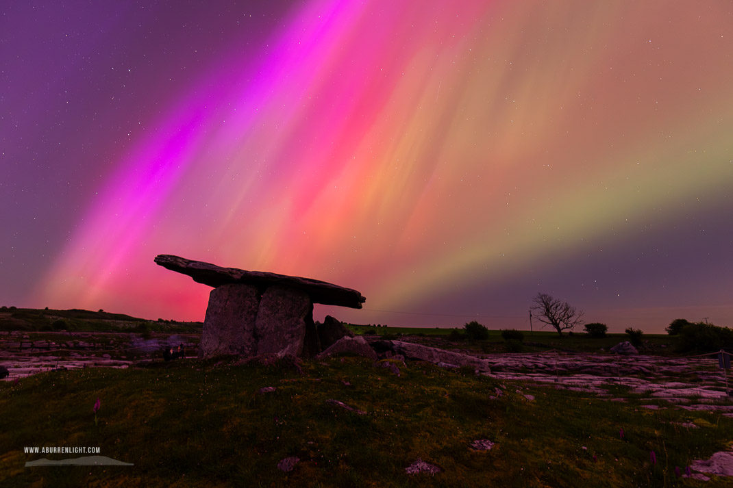 Poulnabrone Dolmen Roughan Hill Burren Clare Ireland - aurora,dolmen,green,hills,landmark,long exposure,may,pink,poulnabrone,roughan,spring,astro