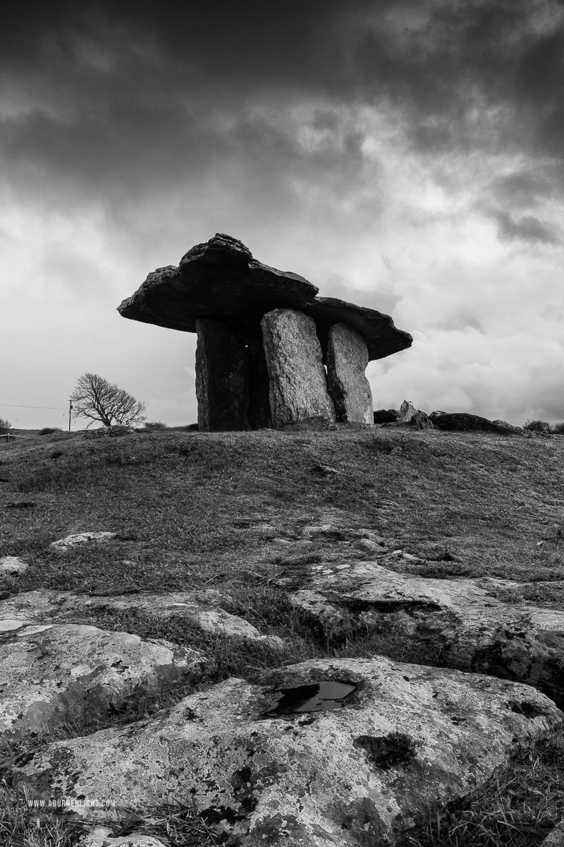 Poulnabrone Dolmen Roughan Hill Burren Clare Ireland - autumn,monochrome,hills,history,landmark,november,poulnabrone,roughan,tomb