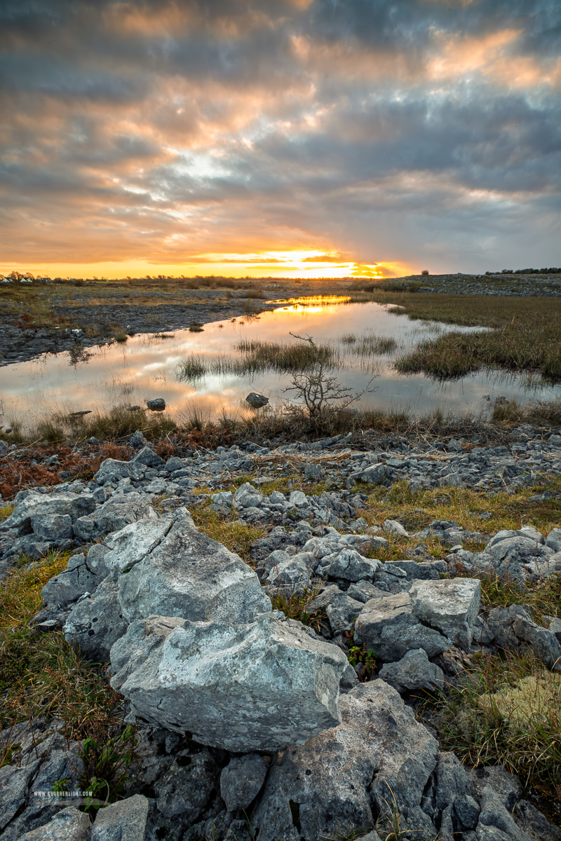 The Burren Clare Ireland - golden,january,lowland,pick-lowland,reeds,reflections,sunset,winter