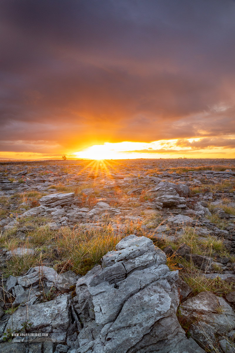 The Burren Clare Ireland - autumn,lowland,orange,september,sunrise,sunstar