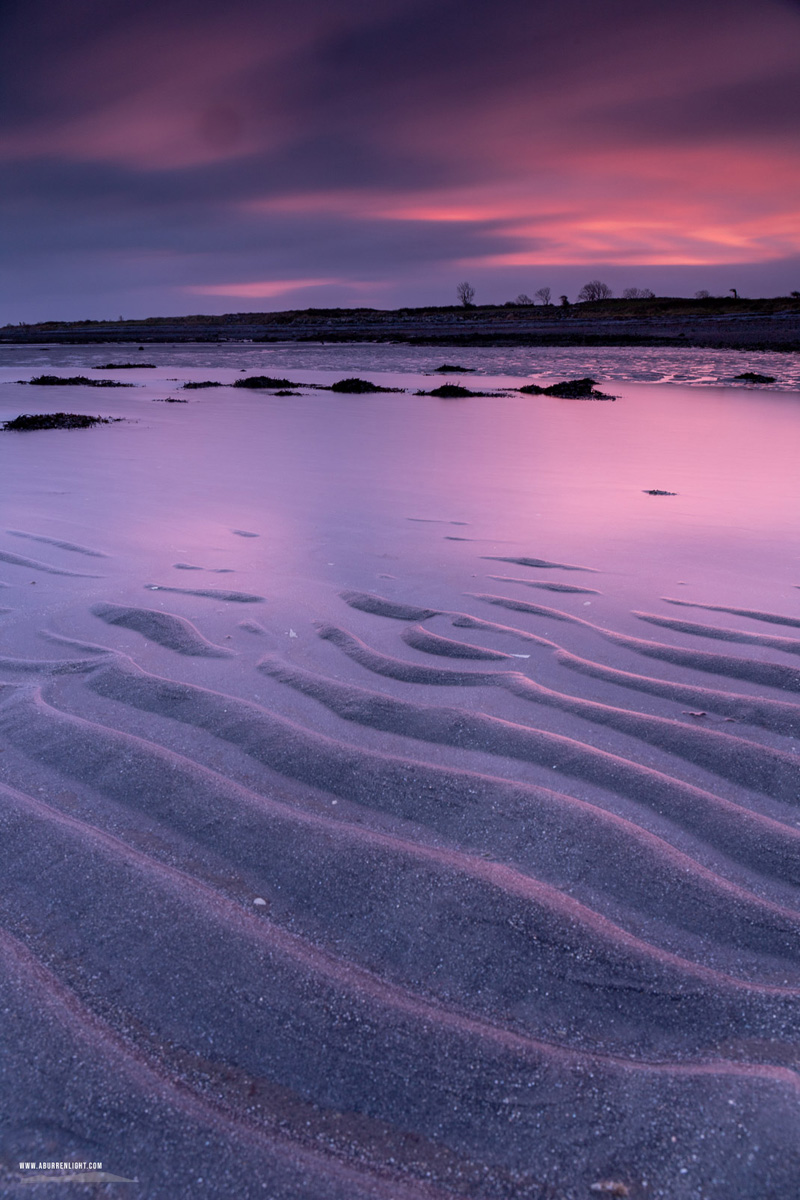 The Doorus peninsula Kinvara Clare Ireland - december,doorus,long exposure,pink,sand ripples,twilight,winter,coast,magenta,mauve,kinvara