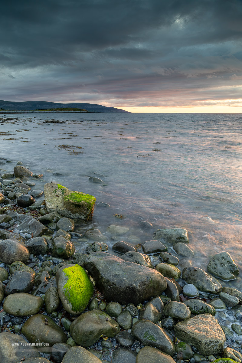 The Flaggy Shore Kinvara Wild Atlantic Way Clare Ireland - flaggy shore,green algae,july,long exposure,summer,sunset,coast,pebbles,drama