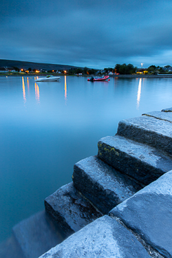 august,ballyvaughan,blue,boat,long exposure,pier,summer,twilight,coast