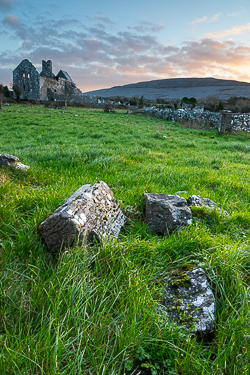 church,corcomroe,january,landmark,sunrise,winter,hills,green