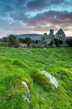 church,corcomroe,january,landmark,sunrise,winter,hills,green