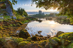 castle,dunguaire,july,landmark,myst,reflections,summer,sunrise,sunstar,coast