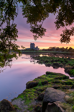 autumn,birch,castle,dunguaire,kinvara,long exposure,purple,september,twilight,coast