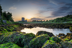 castle,coast,dunguaire,green algae,kinvara,landmark,may,summer,sunrise