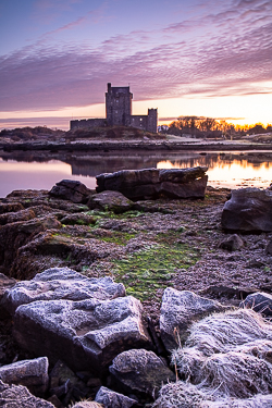 castle,dunguaire,frost,january,kinvara,landmark,long exposure,mauve,twilight,winter,coast