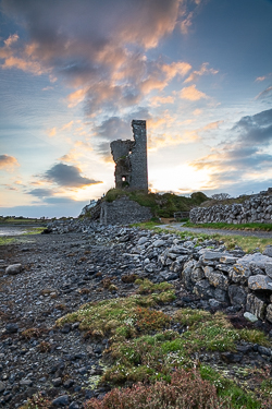 april,landmark,muckinish,spring,sunrise,tower,coast,blue,golden