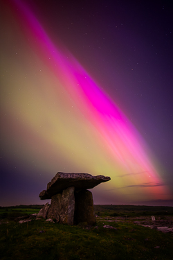 aurora,dolmen,green,hills,landmark,long exposure,may,pink,poulnabrone,roughan,spring,astro