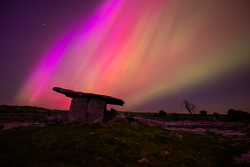 aurora,dolmen,green,hills,landmark,long exposure,may,pink,poulnabrone,roughan,spring,astro